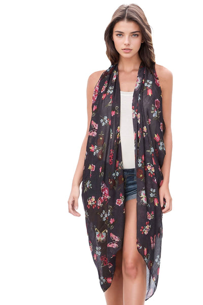 Pool to Party Coverup Night Flowers / One Size / Navy Free Spirit Vest in Night Flowers Print in Navy