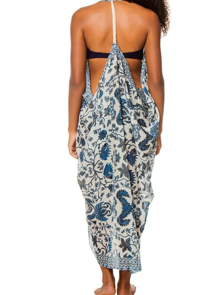 Pool to Party Coverup Noble Cockerel / One Size / Blue Free Spirit Multi Wear Coverup Vest in Noble Cockerel Print - Blue