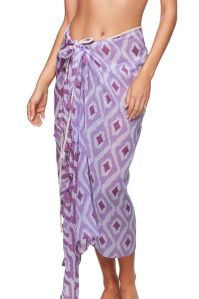 Pool to Party Coverup Oceans Away / One Size / Purple Braided Multi Wear Coverup Sarong in Oceans Away Print