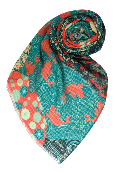 Pool to Party Coverup Okinawa Print / One Size / Multi Okinawa Print Sarong Wrap Scarf Coverup