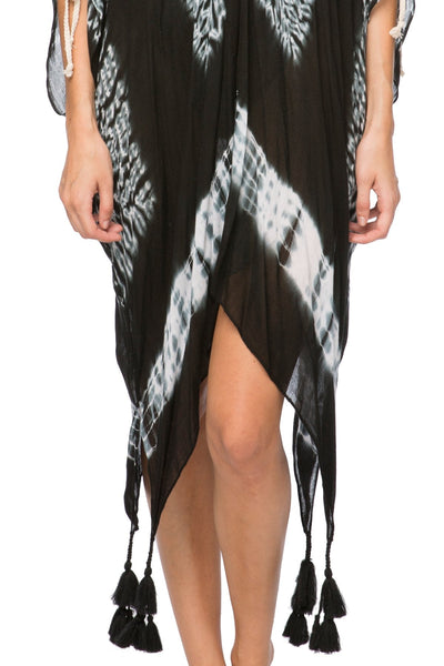 Pool to Party Coverup One Size / Black / 100% Viscose Open Shoulder Dress in Black Mirror