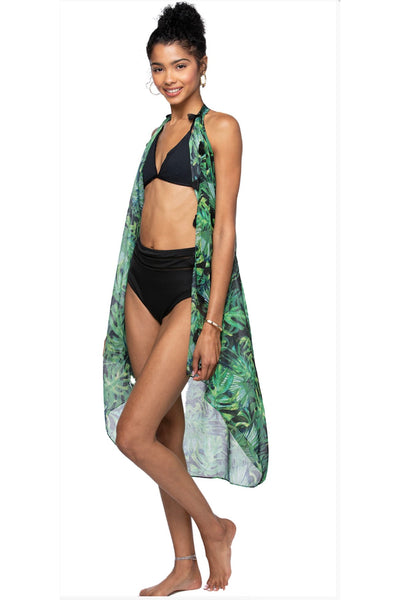 Pool to Party Coverup Palms in the Moonlight / One Size / Green Free Spirit Multi Wear Coverup Vest Dress in Palms in the Moonlight Print