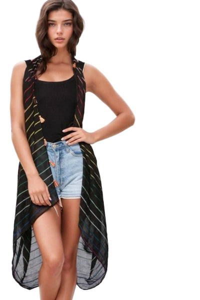 Pool to Party Coverup Rainbow Magic / One Size / Black Free Spirit Coverup Multi-Wear Vest in Rainbow Magic Print