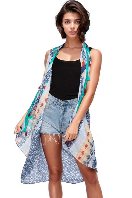Multi-Wear Sarong Coverup Wrap in In the Meadow Print Teal