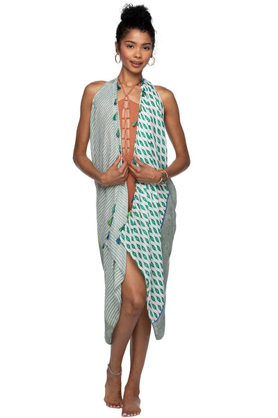 Pool to Party Coverup Vacation Melody / One Size / Green Free Spirit Vest in Vacation Melody Print