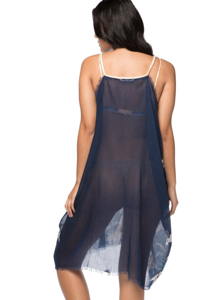 Pool to Party Dress One Size / Navy / 100% Polyester Rita Reversible Sun Dress in Lovely Lily Print