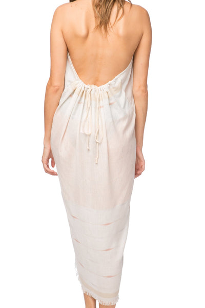 Pool to Party Dress One Size / Pink / 100% Polyester Heart of Gold Fringe Halter Coverup Dress