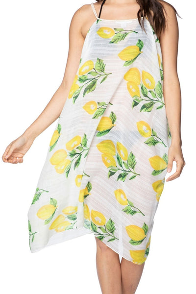 Pool to Party Dress One Size / White / 100% Poly Rita Reversible Dress in Lemon Balm