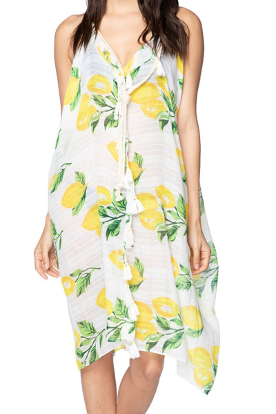 Pool to Party Dress One Size / White / 100% Poly Rita Reversible Dress in Lemon Balm