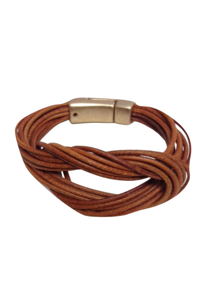 Pool to Party Jewelry Leather Love Knot Bracelet / One Size / Cognac Leather Love Knot Bracelet
