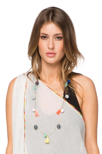 Pool to Party Jewelry Pom & Tassel Necklace / one size / Multi Pom & Tassel Necklace