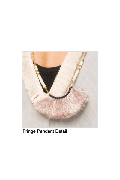 Pool to Party Jewelry Silk Fringe and Beads Necklace / one size / Natural Silk Fringe and Beads Necklace