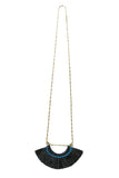 Pool to Party Jewelry Silk Fringe Edge Boho Necklace / one size / Black Silk Fringe Edge Boho Necklace
