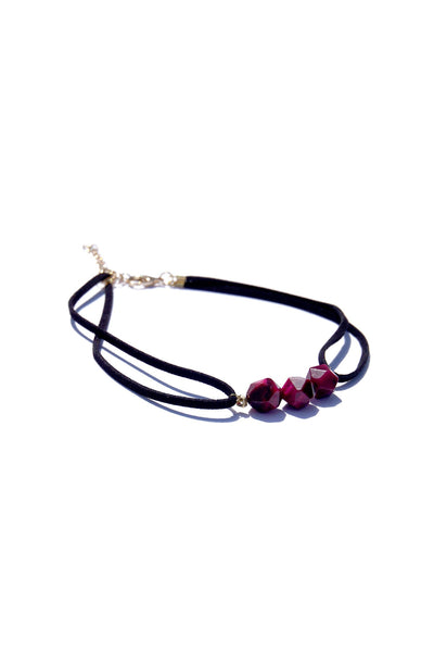 Pool to Party Jewelry Triple Stone Choker / One Size / Sangria Triple Stone Choker