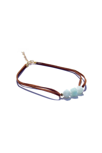 Pool to Party Jewelry Triple Stone Choker / One Size / Surf Triple Stone Choker