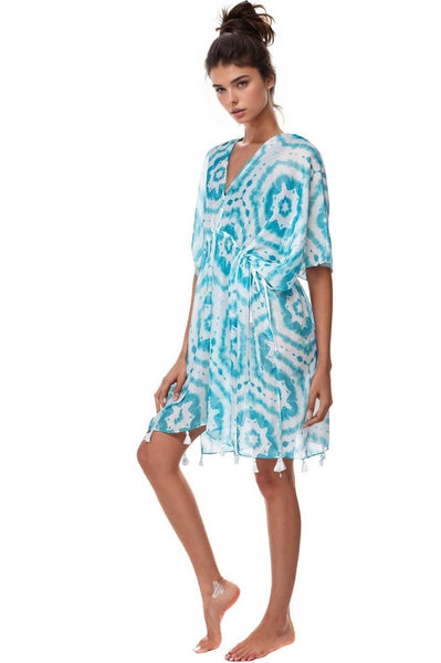 Pool to Party Kaftan Happy Hippie Print Isle Sundress Coverup