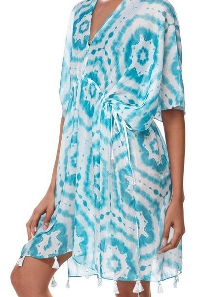 Pool to Party Kaftan Happy Hippie Print Isle Sundress Coverup
