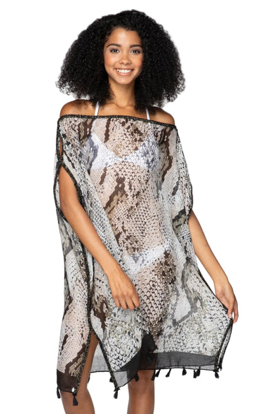 Pool to Party Kaftan One Size / Black / 100% Polyester Betty Corinthian Shift Sundress in Animal Print