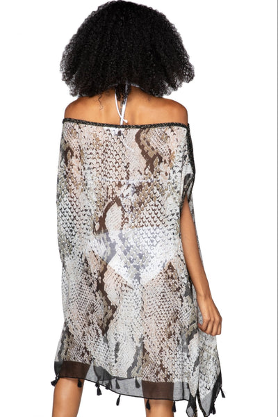 Pool to Party Kaftan One Size / Black / 100% Polyester Betty Corinthian Shift Sundress in Animal Print