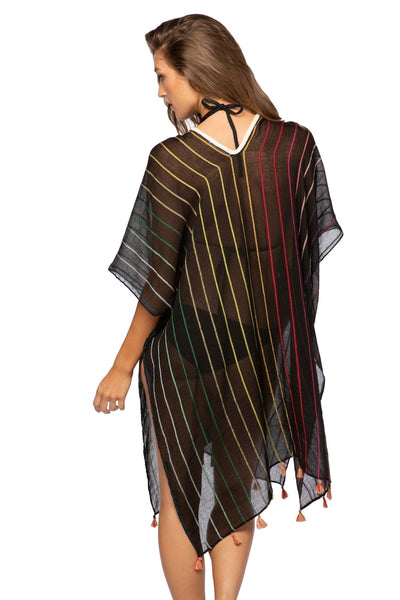 Pool to Party Kaftan One Size / Black Rainbow Magic Print Kaftan | Black