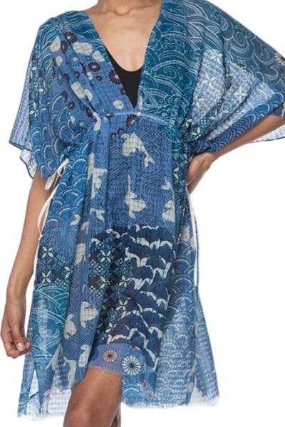 Pool to Party Kaftan One Size / Blue / 100% Cotton Okinawa Isle Dress