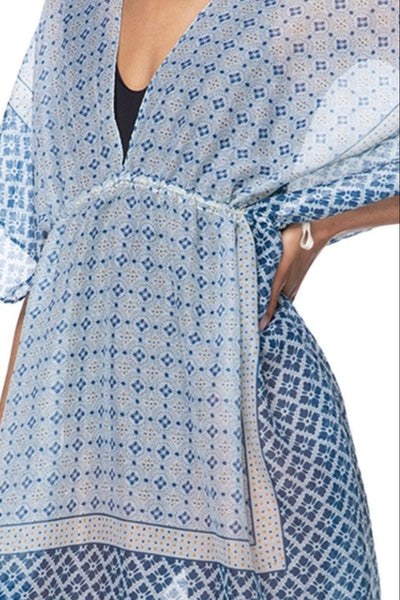 Pool to Party Kaftan One Size / Blue / 100% Polyester Age of Aquarius Isle Dress