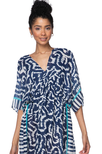 Pool to Party Kaftan One Size / Blue / 100% Soft Polyester Dreamscape Poolside Maxi Dress