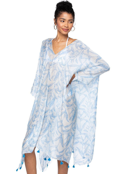 Pool to Party Kaftan One Size / Blue Fresh Breeze V-Neck Dress in Blue