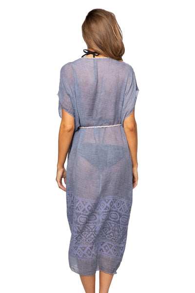 Pool to Party Kaftan One Size / Denim / 50% Cotton/50% Polyester Dapper Denim | Farrah Kaftan Maxi Dress