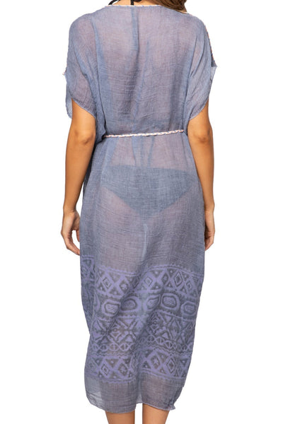 Pool to Party Kaftan One Size / Denim / 50% Cotton/50% Polyester Dapper Denim | Farrah Kaftan Maxi Dress