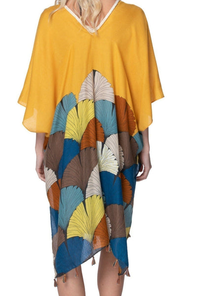 Pool to Party Kaftan One Size / Gold Walking on Sunshine Print Kaftan | Gold