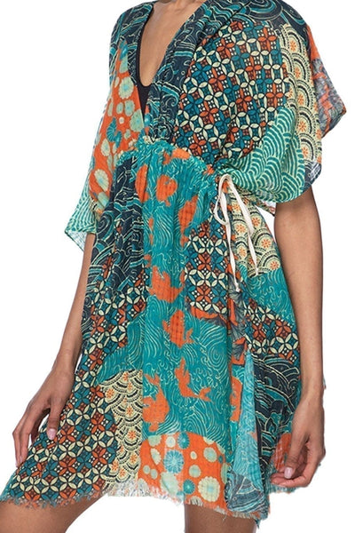 Pool to Party Kaftan One Size / Multi / 100% Cotton Okinawa Isle Dress