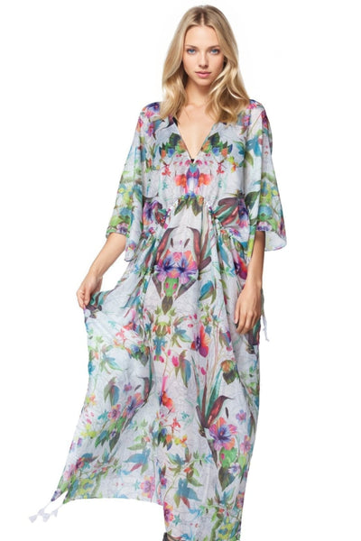 Pool to Party Kaftan One Size / Multi / 100% Viscose Aloha Paradise Poolside Maxi Dress