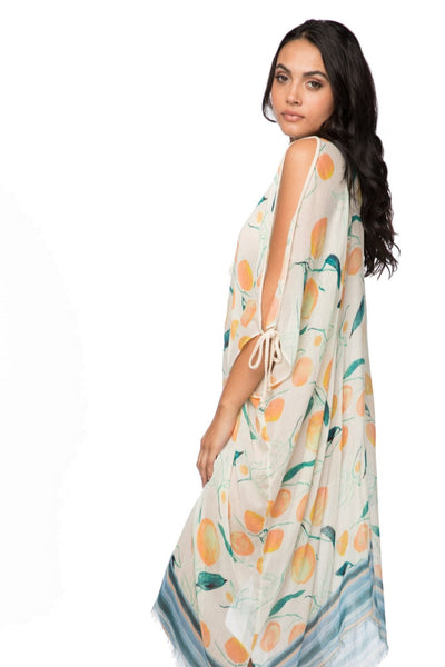 Pool to Party Kaftan One Size / Multi / 60% Cotton/40% Modal Open Shoulder Dress in Tangerine Dream
