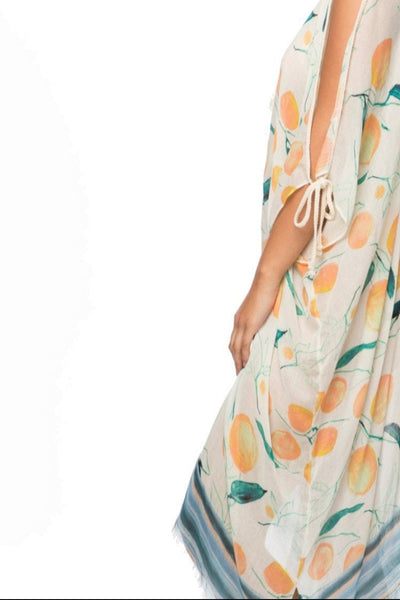 Pool to Party Kaftan One Size / Multi / 60% Cotton/40% Modal Open Shoulder Dress in Tangerine Dream