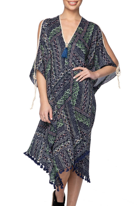 Bell Kaftan Coverup Dress in Sahara Stripe Print
