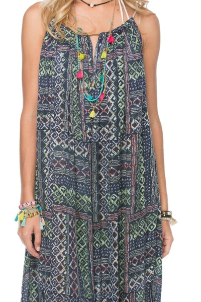 Pool to Party Kaftan One Size / Multi / 75% Viscose 25% X-Fine Wool Keyhole Sun Dress in Geo Scribbles