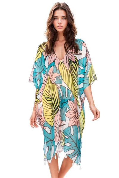 Pool to Party Kaftan One Size / Multi Botanic Pop V-Neck Dress in Multi