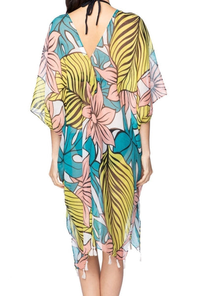 Pool to Party Kaftan One Size / Multi Botanic Pop V-Neck Dress in Multi