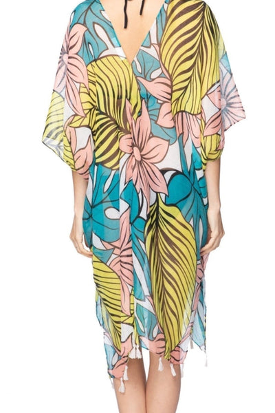 Pool to Party Kaftan One Size / Multi Botanic Pop V-Neck Dress in Multi