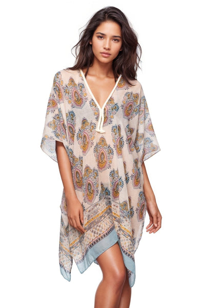 Pool to Party Kaftan One Size / Multi Braided Kaftan Coverup Dress in Taj Mahal Print