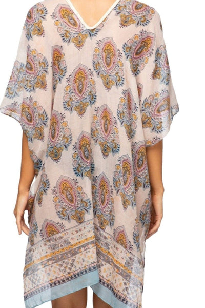 Pool to Party Kaftan One Size / Multi Braided Kaftan Coverup Dress in Taj Mahal Print