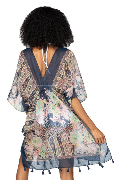 Pool to Party Kaftan One Size / Navy / 100% Poly Rio Blooms Isle Dress