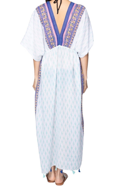 Pool to Party Kaftan One Size / Ocean / 100% Crepe Poly Bohemian Story Poolside Maxi Sun Dress