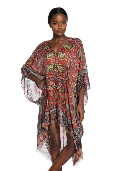 Pool to Party Kaftan One Size / Poppy Masala Print | V-Neck Kaftan Coverup on Sale