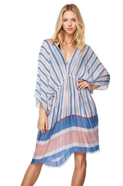 Pool to Party Kaftan One Size / Sky / 50% Modal/50% Viscose Wonderwall Isle Print Sundress Coverup