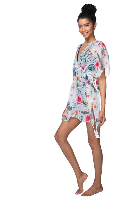 V-Neck Coverup Dress in Weekend in Paris Pink Print