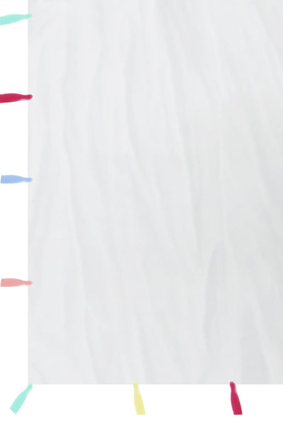 Pool to Party Kaftan One Size / White / 50% Cotton/50% Polyester Open Shoulder Dress in Rainbow Tassel