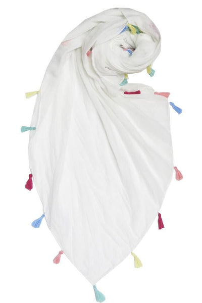 Pool to Party Kaftan Open Shoulder Dress in Rainbow Tassel