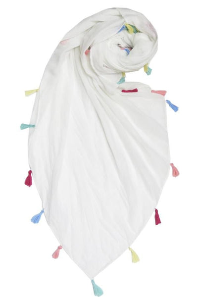 Pool to Party Kaftan Open Shoulder Dress in Rainbow Tassel